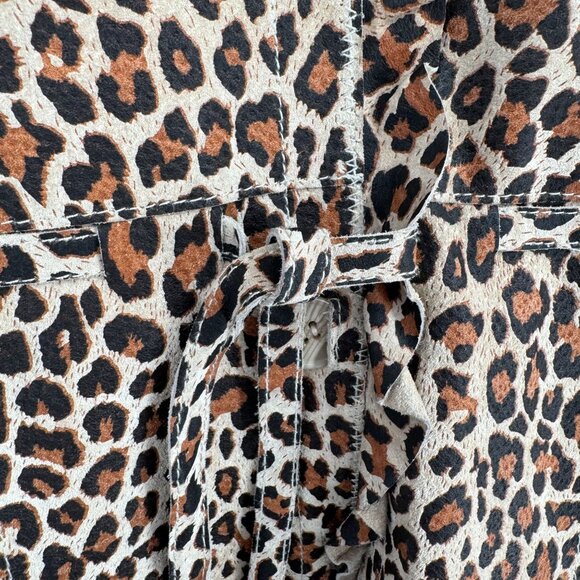 Pamela McCoy Collections Leopard Print Leather Blazer Women's Large Beige - Picture 7 of 15